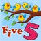 Five yellow birds