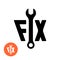 Fix text logo with wrench. For house fixing, car service or other technical repair themes.