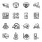 Fixed CCTV, Video surveillance, Security Camera icon set with white background.