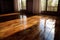 fixed floorboard with fresh varnish