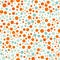 Fizzing bubbles seamless vector pattern background. Aqua blue orange white backdrop dense polka dot shapes.Modern bubble