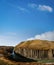 Fjadrargljufur basaltic canyon panorama under the blue sky