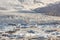 Fjallsarlon icebergs and glacier lagoon. Stunning white landscape. Iceland