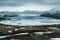 Fjallsarlon Jokulsarlon Huge glacier and mountains in Iceland Vatnajokull glacier aerial drone image with clouds and