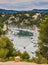 The fjord in Calanque National Park between Cassis and Marseille. White and graceful sailing yachts in turquoise water of the