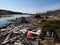 Fjord coast abandoned equipment and fishing net