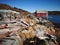 Fjord coast abandoned equipment and fishing net