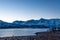 Fjord coast at dusk in Svensby village, Norway