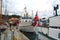 Fjord harbor, moored with traditional Norwegian cutters