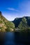 Fjord Landscape with high mountains and deep fjords of western N