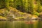 Fjord in Norway and people kayaking