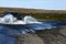 Fjord river crossing water splash offroad iceland