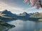 Fjord during spring sunset with calm waters - AI Generated