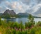 Fjord summer cloudy view, Norway