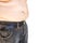 Flabby belly man waist belt fat