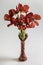 Flabby red tulips on a white background in a vase vertical photo