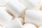 Flaffy big Marshmallows isolated on white background macro