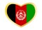 Flag of Afghanistan in heart shape, golden frame