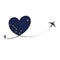 Flag ALASKA Love Romantic travel Airplane air plane Aircraft Aeroplane flying fly jet airline line path vector fun funny