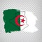 Flag Algeria from brush strokes and Blank map Algeria. High quality map lgerian People`s Democratic Republic and flag on transpar