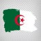 Flag Algeria from brush strokes and Blank map Algerian People`s Democratic Republic. High quality map Algeria and flag on transpa