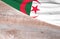 Flag Algeria and space for text on a wooden background