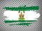 Flag of Andalusia brush strokes. Flag Autonomous Community Andalusia and Leon  with title  on transparent background