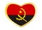 Flag of Angola in heart shape, golden frame