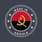Flag of Angola. Round Label with Country Name for Unique National Goods. Vector