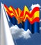 The flag of Arizona consists of 13 rays of red and weld-yellow and the is blue