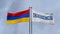 Flag Armenia and flag OSCE, OSCE Summit on request settlement of the Nagorno-Karabakh war, 3D work and 3D illustration.  Yerevan,