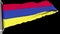 The flag of Armenia flies with the force of the wind.