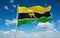 flag of Ashanti, africa at cloudy sky background, panoramic view. flag representing extinct country,ethnic group or culture,