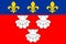 Flag of Aurillac in Cantal of Auvergne-Rhone-Alpes region in France