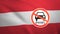 Flag of Austria with the sign of Diesel fuel ban. CO2 regulation of emissions. 3D illustration