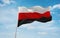 flag of Austronesian peoples Batak people at cloudy sky background, panoramic view.flag representing ethnic group or culture,