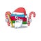 Flag azerbaijan Cartoon character in Santa with candy