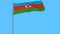 Flag of Azerbaijan on the flagpole fluttering in the wind on pure blue background, 3d rendering