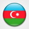 Flag of Azerbaijan. Round glossy badge