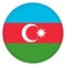 Flag of Azerbaijan round icon, badge or button. Azerbaijani national symbol. Template design, vector illustration