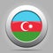 Flag of Azerbaijan. Shiny metal gray round button.