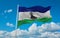 flag of Bantu peoples Sotho people at cloudy sky background, panoramic view. flag representing ethnic group or culture, regional