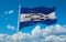 flag of Bantu peoples Tsonga people at cloudy sky background, panoramic view. flag representing ethnic group or culture, regional