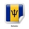 Flag of Barbados. Round glossy sticker