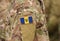 Flag of Barbados on soldiers arm collage