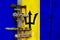 Flag of Barbados is on texture. Template. Coronavirus pandemic. Countries may be closed. Locks