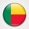 Flag of Benin. Round glossy badge
