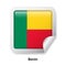 Flag of Benin. Round glossy sticker