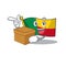 Flag benin Scroll cartoon character bringing a box