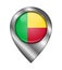 Flag of Benin. Vector Sign and Icon. Location Symbol Shape. Silver